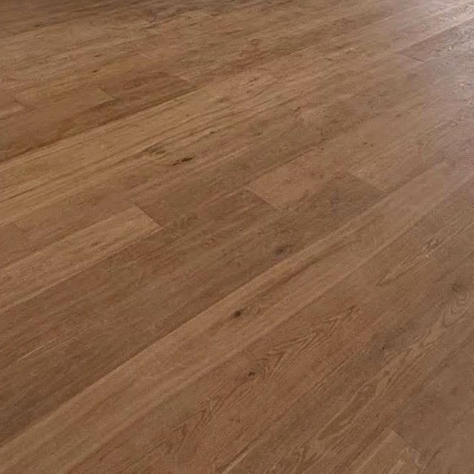 Close view of wide oak planks with staggered end joints