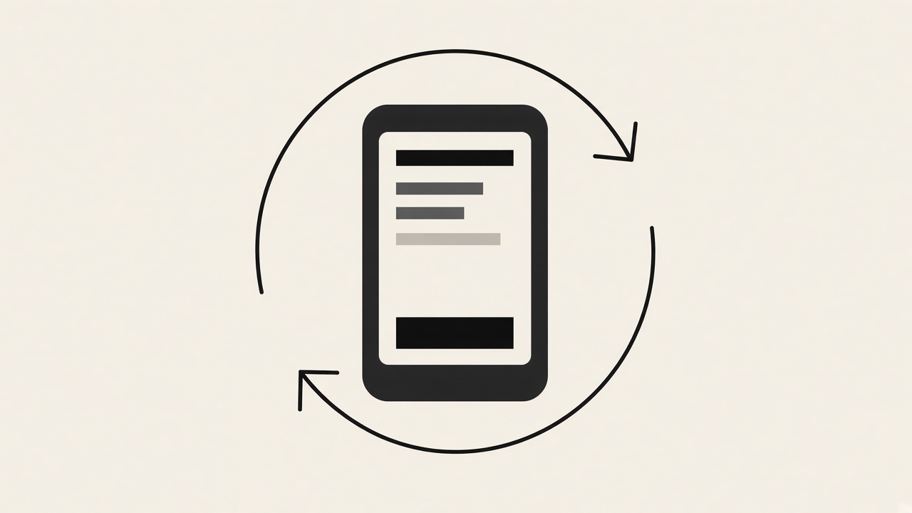 Minimal black and warm-white editorial illustration representing a website refresh